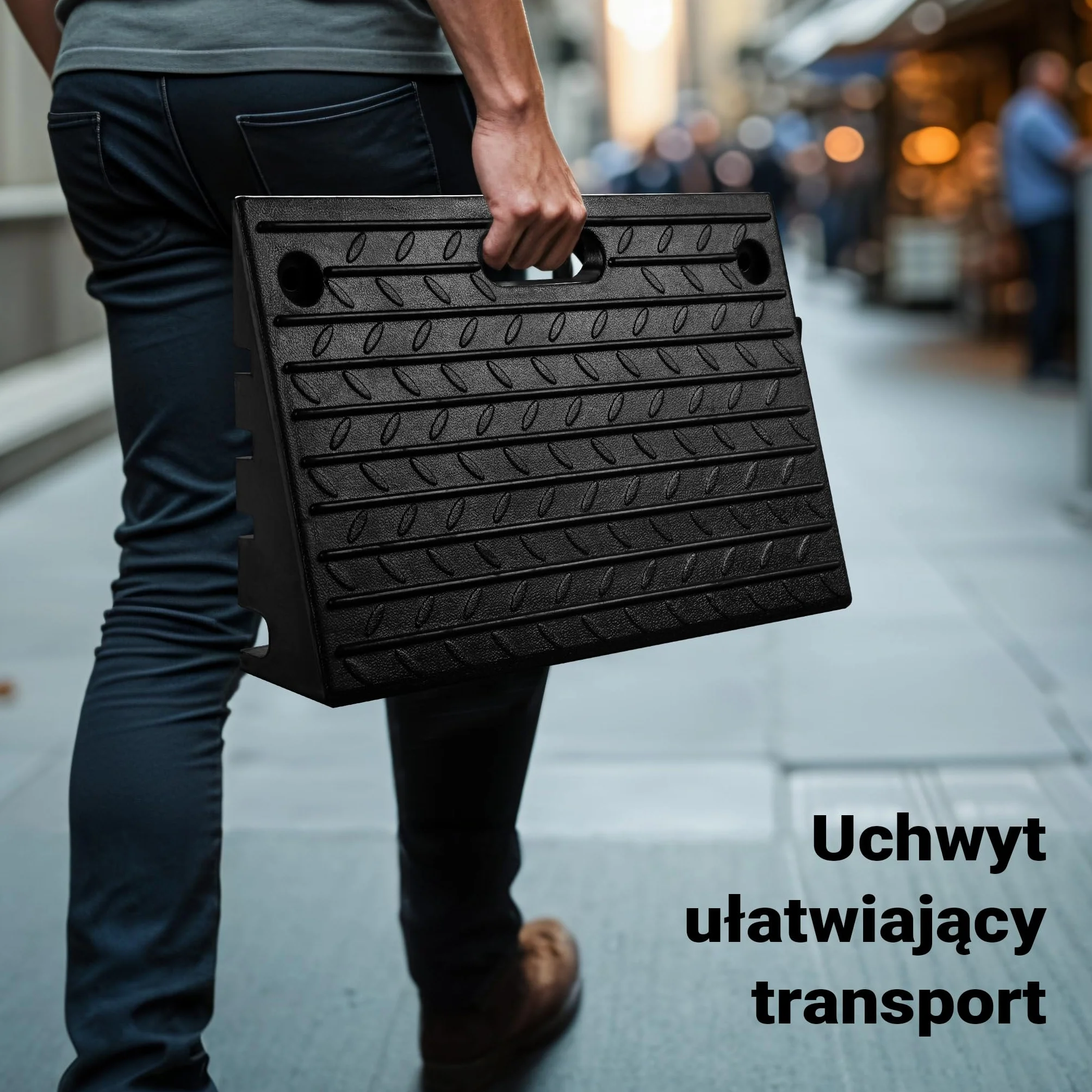 Wiltec Rampa krawężnikowa o wymiarach 500 x 315 x 107 mm do 50 t z gumy, modułowa rampa podjazdowa dla wózków inwalidzkich i samochodów
