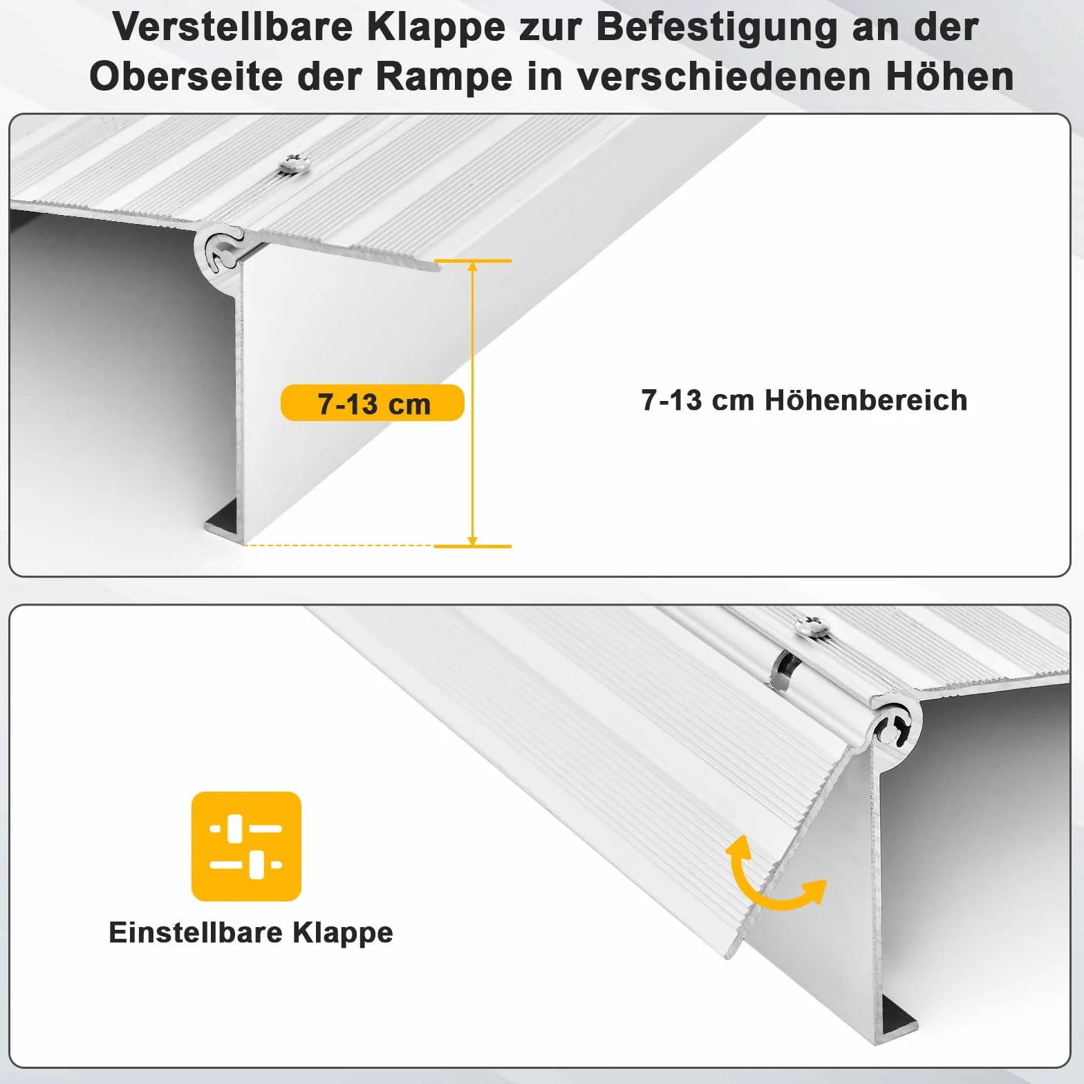 COSTWAY Aluminiowa rampa progowa dla wózków inwalidzkich, z regulowaną konstrukcją rampy i nośnością 317 kg, antypoślizgowa rampa do wózka inwalidzkiego, wózek dziecięcy (wysokość 13 cm)