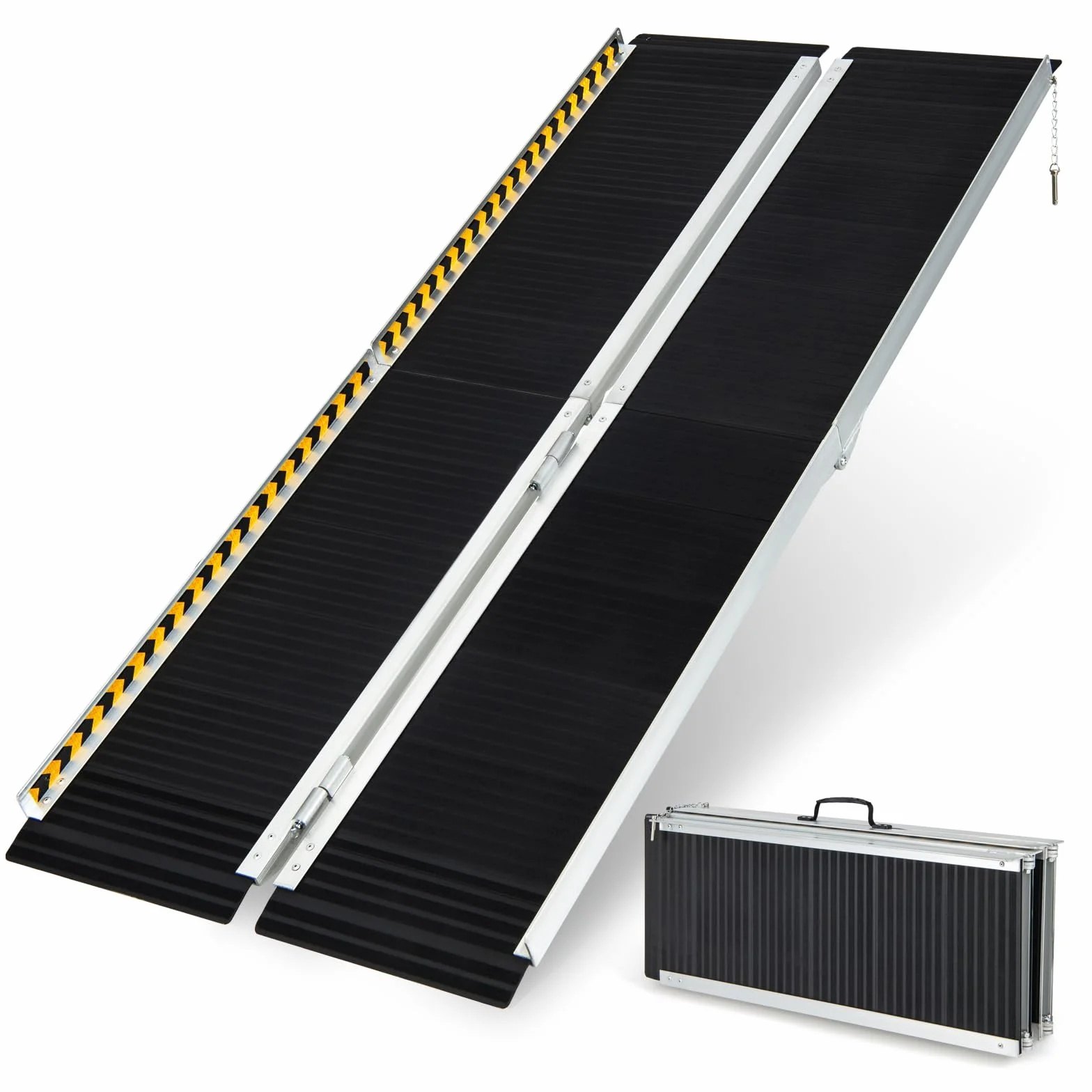 COSTWAY Rampa do wózka inwalidzkiego 183 cm, składana, przenośna i antypoślizgowa, wytrzymała do 272 kg, rampa aluminiowa, rampa progowa do wózka inwalidzkiego, schodów, drzwi (183 x 74 cm)