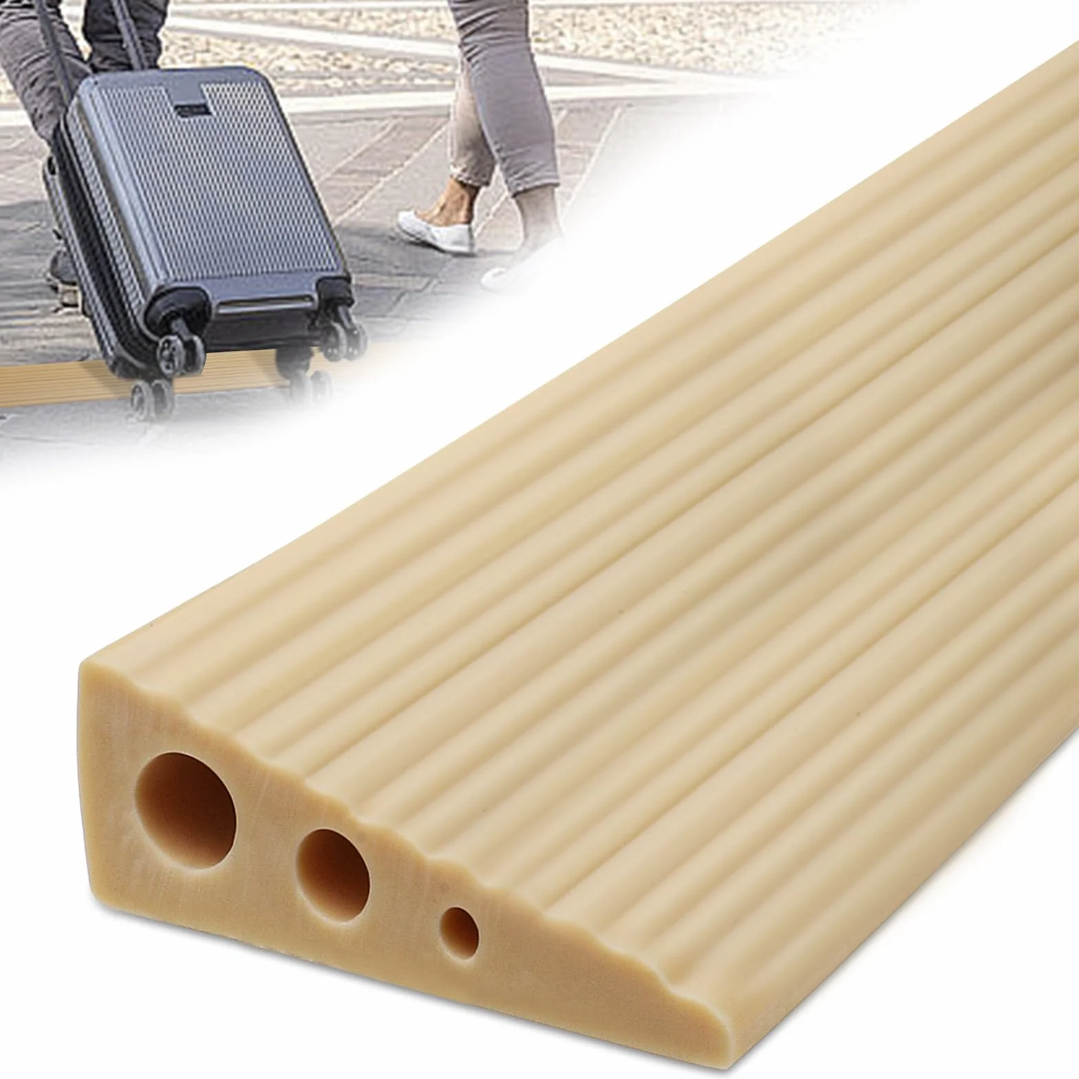Rampa progowa, 100 x 6,5 x 2,5 cm, rampa progowa, rampa dla wózków inwalidzkich, PCW, antypoślizgowa powierzchnia, gumowa rampa najazdowa, rampa progowa do wózka inwalidzkiego, wózka dziecięcego