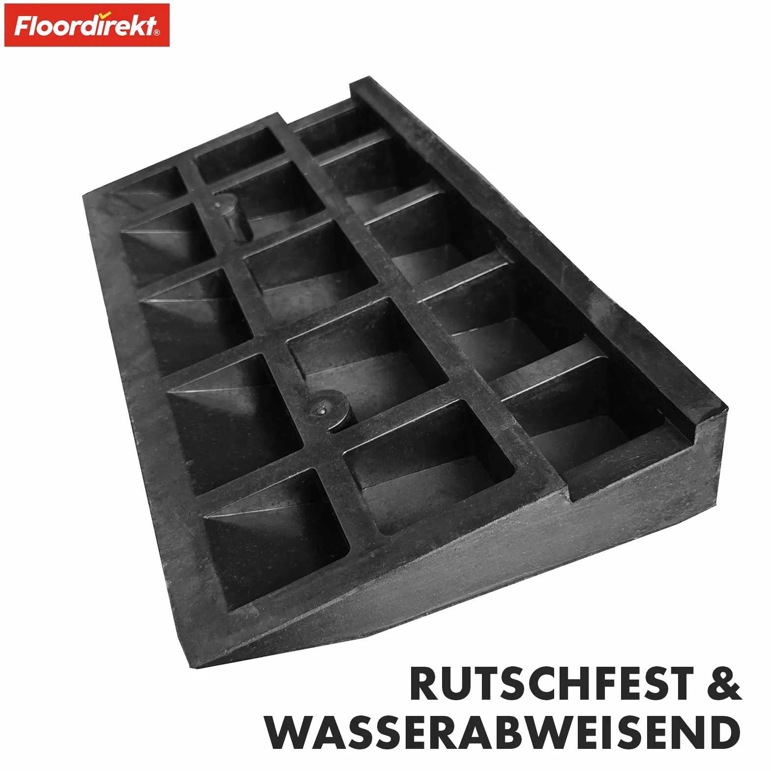 Floordirekt Blanc rampa progowa – rampa progowa i rampa do drzwi o wysokości 8 cm z żółtym świecącym oznaczeniem – rampa dla wózków inwalidzkich zapewnia dostęp do krawężników i chodników z gumy