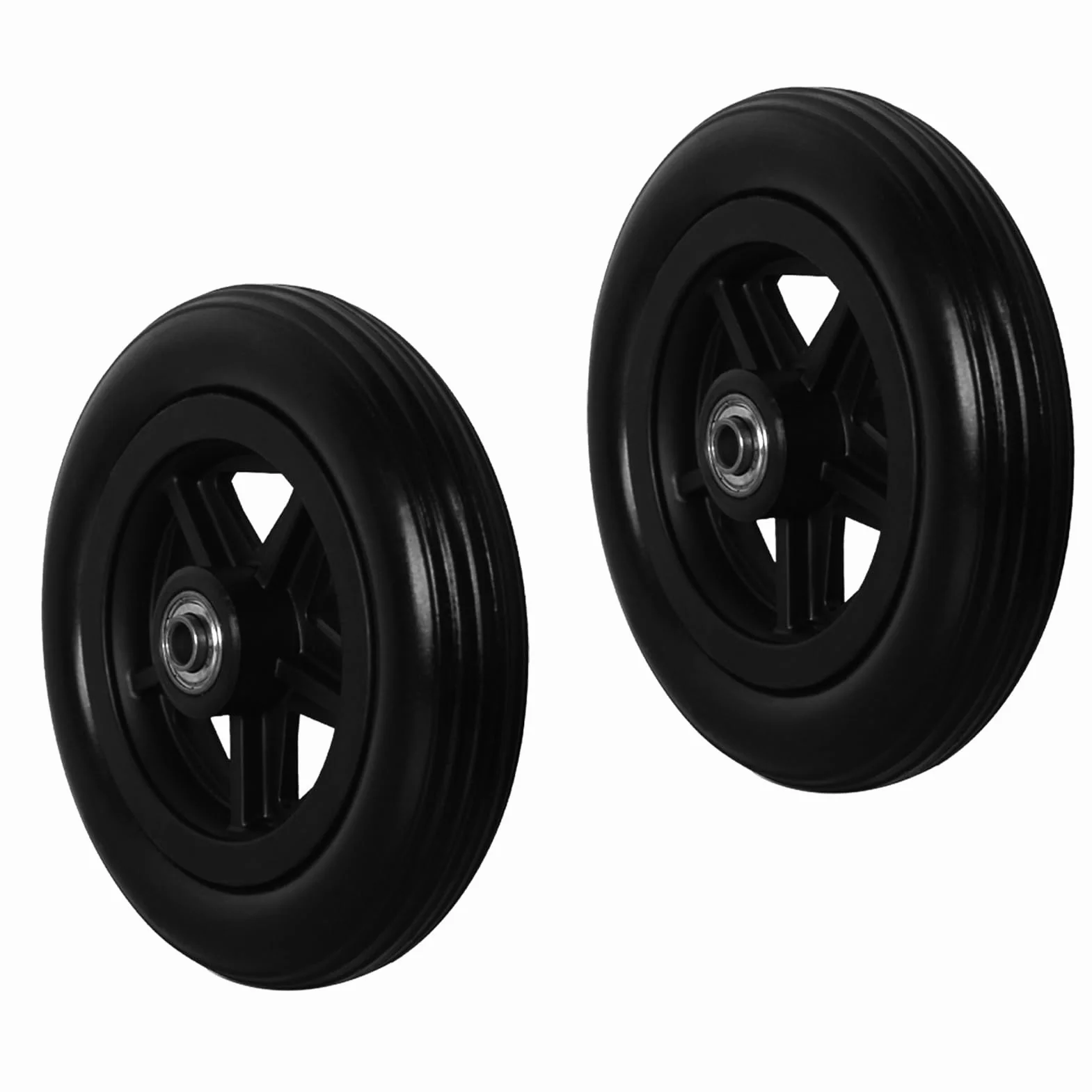 1 Pair 6/7/8 Wheelchair Front Wheel Replacement Parts, calowe Wear-Resistant Solid Casters, Nadaje się do Wózków Niepełnosprawnych dla Osób opon do Przednie Koła(Noir,6inch)