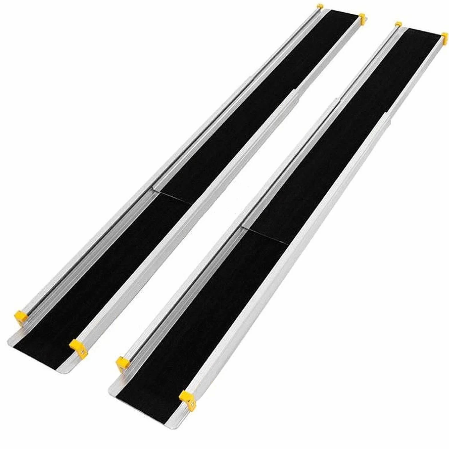 GOPLUS 2 x rampa teleskopowa do wózka inwalidzkiego, teleskopowa z aluminium, szyna najazdowa, antypoślizgowa, obciążenie do 270 kg, regulowana rampa załadunkowa, ściągacz schodów (121,5-213,5 cm)