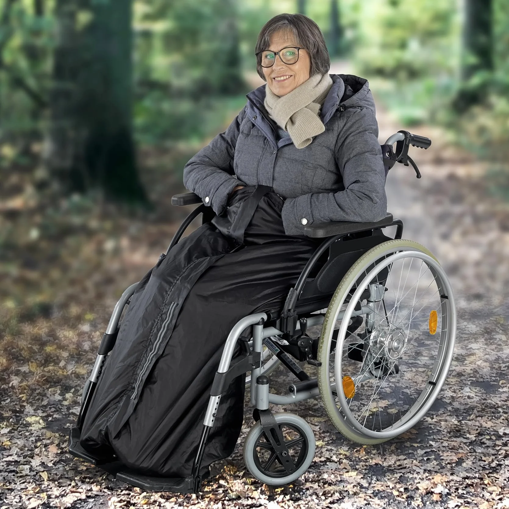 Worek termiczny na wózek inwalidzki, wodoodporny i wiatroszczelny worek na wózek inwalidzki, ochrona przed zimnem, wilgocią i brudem, poliester, długość 130 cm