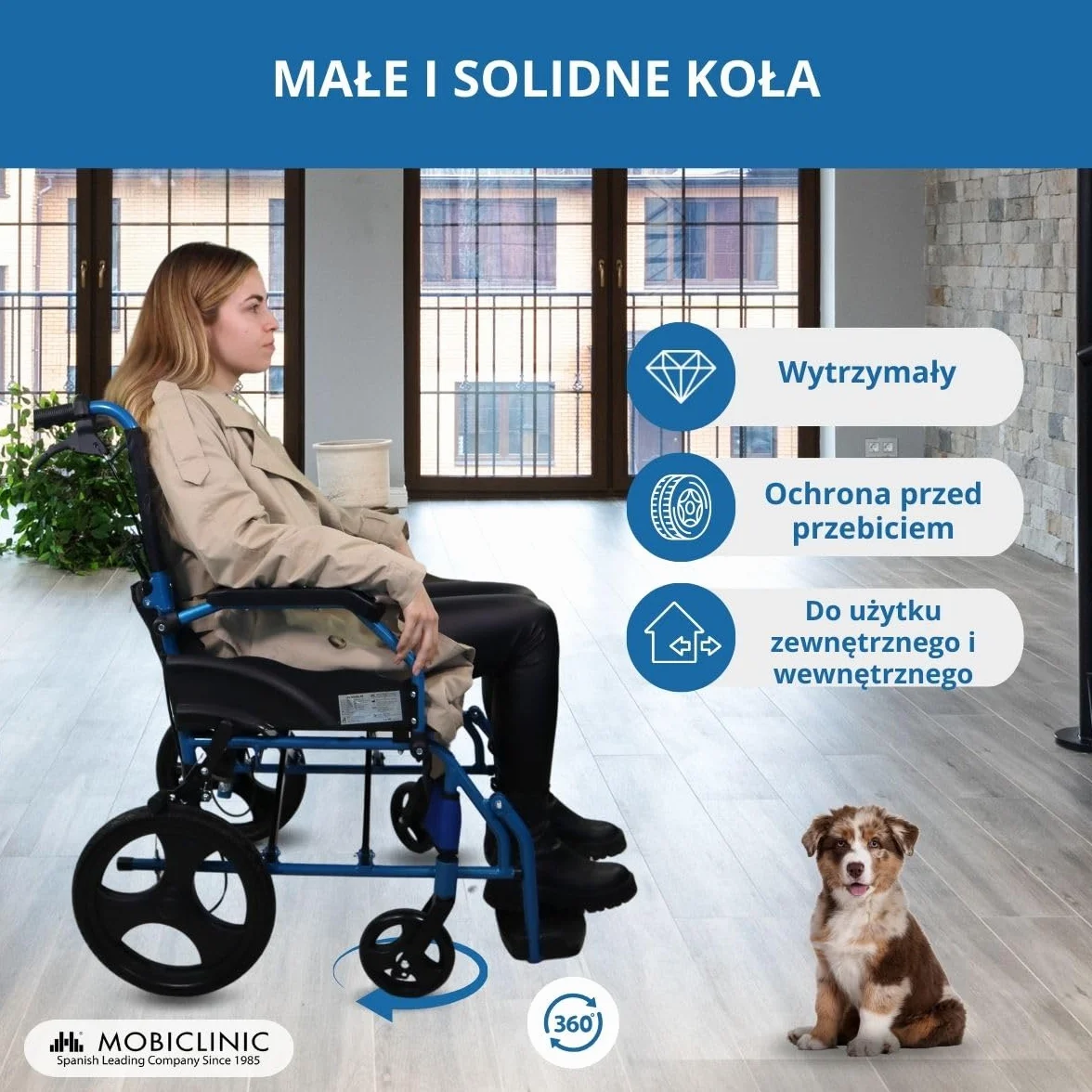 Wózek inwalidzki | Składany | Aluminium | Hamulce na dźwigniach | Niebieski | Piramida | Mobiclinic
