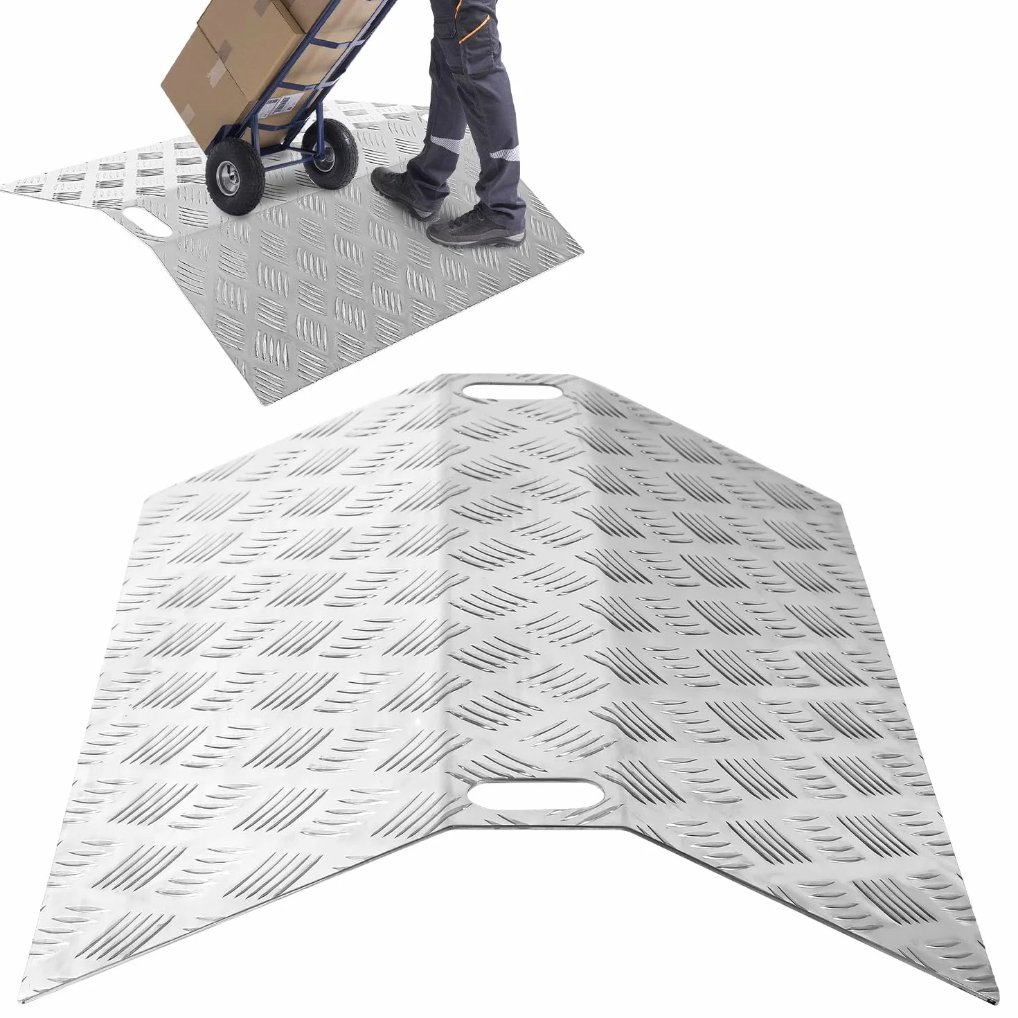 Rampa progowa dla wózków inwalidzkich z aluminium, nośność 270 kg, rampa progowa, antypoślizgowa, przenośna, z uchwytami (60 x 70 x 10 cm)