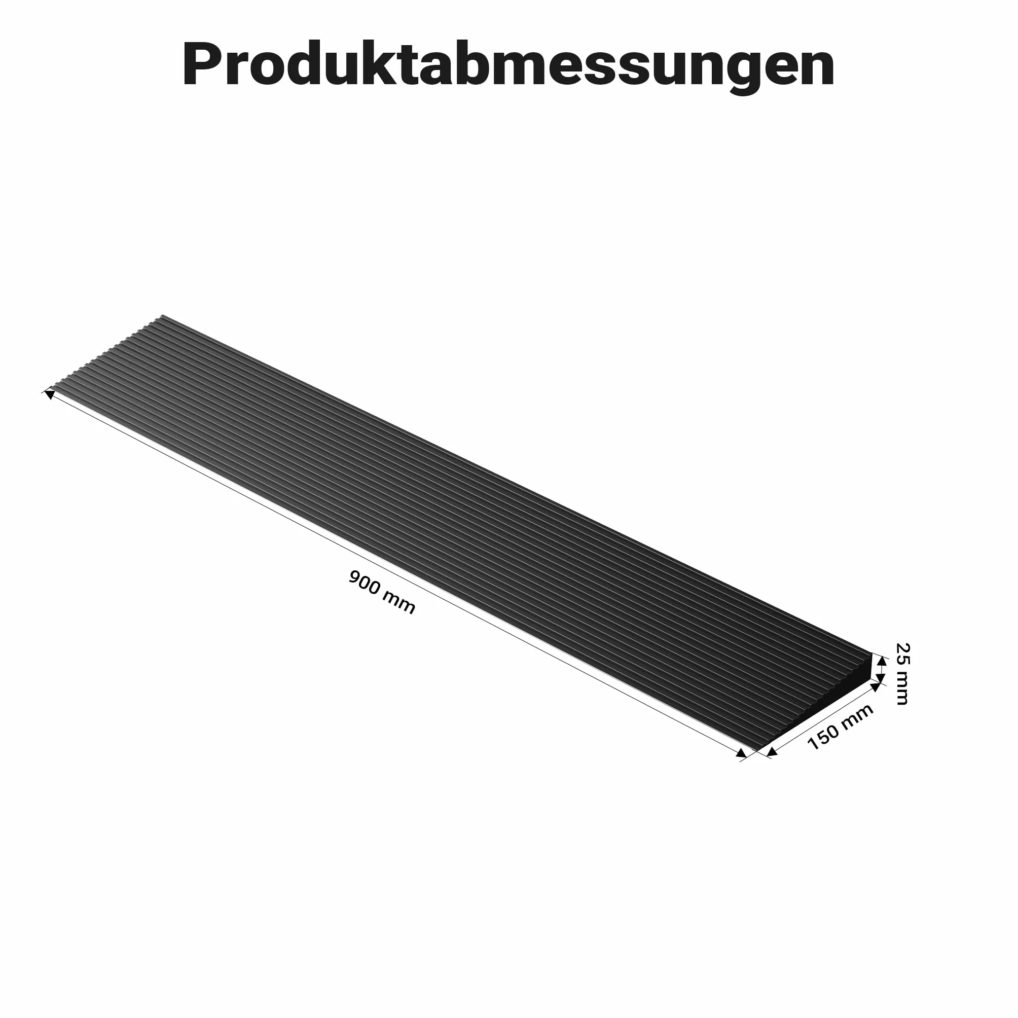 Wiltec Rampa progowa o wymiarach 25 x 150 x 900 mm, z solidnej gumy i antypoślizgową powierzchnią, dla wózków dziecięcych i inwalidzkich