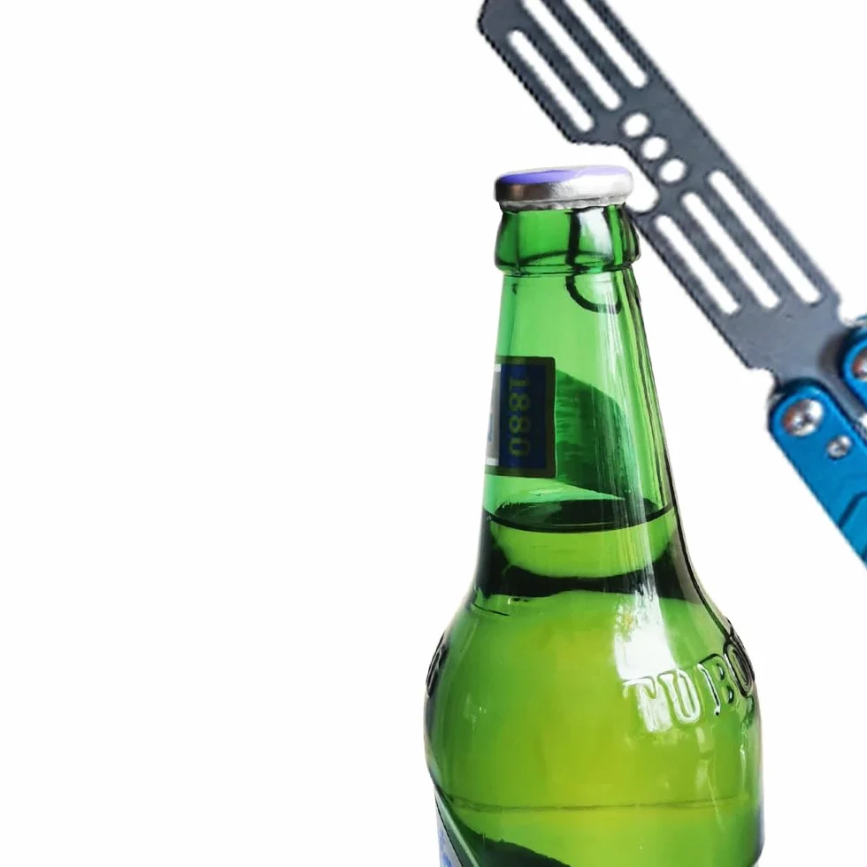 Pręt z podwójnym obrotowym efektywnym systemem tulei, aluminiowy zintegrowany uchwyt kanałowy CNC 6061, otwieracz do butelek ze stali nierdzewnej (niebieski)