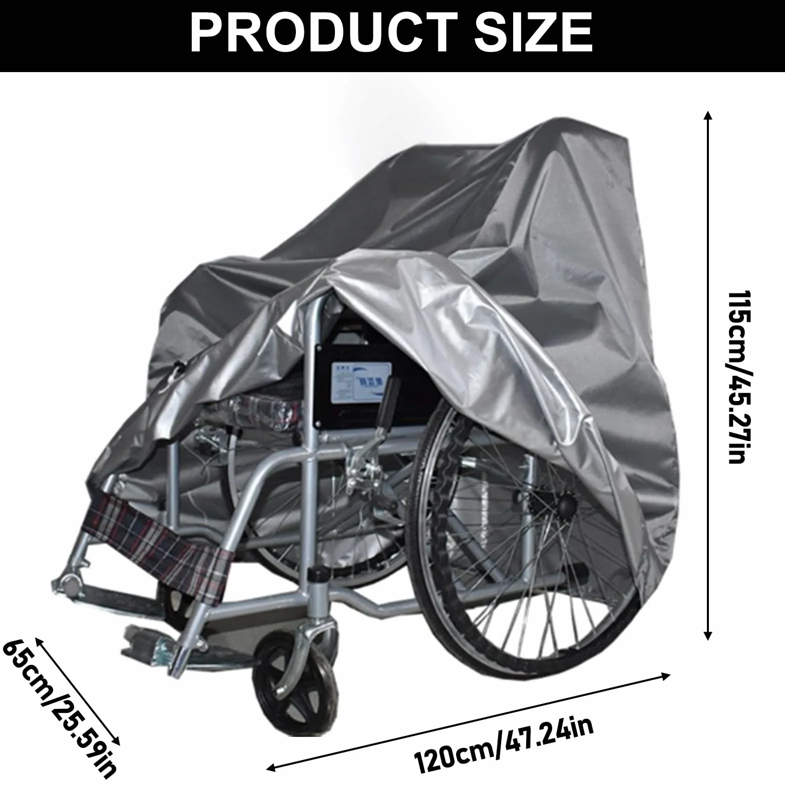 Wodoszczelna, wiatroszczelna osłona na wózek inwalidzki, odporna na deszcz i wiatr, pokrowiec ochronny Oxford do zewnątrz (115 x 65 x 120 cm)