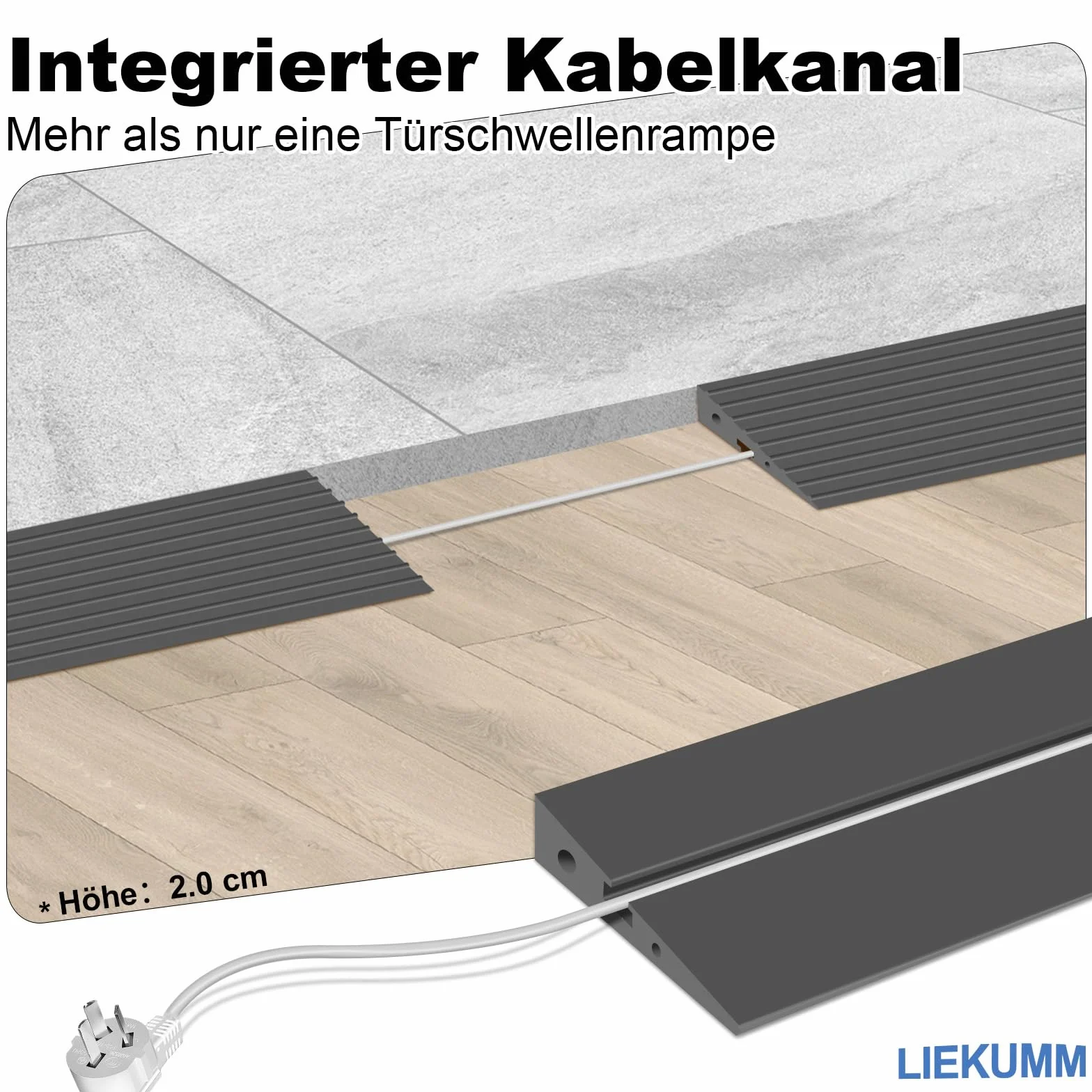 LIEKUMM Rampa Progowa 90 x 10 x 2,0 cm, PCW, dla Wózków Inwalidzkich, Dziecięcych, Chodzików lub Skuterów Elektrycznych, Czarna